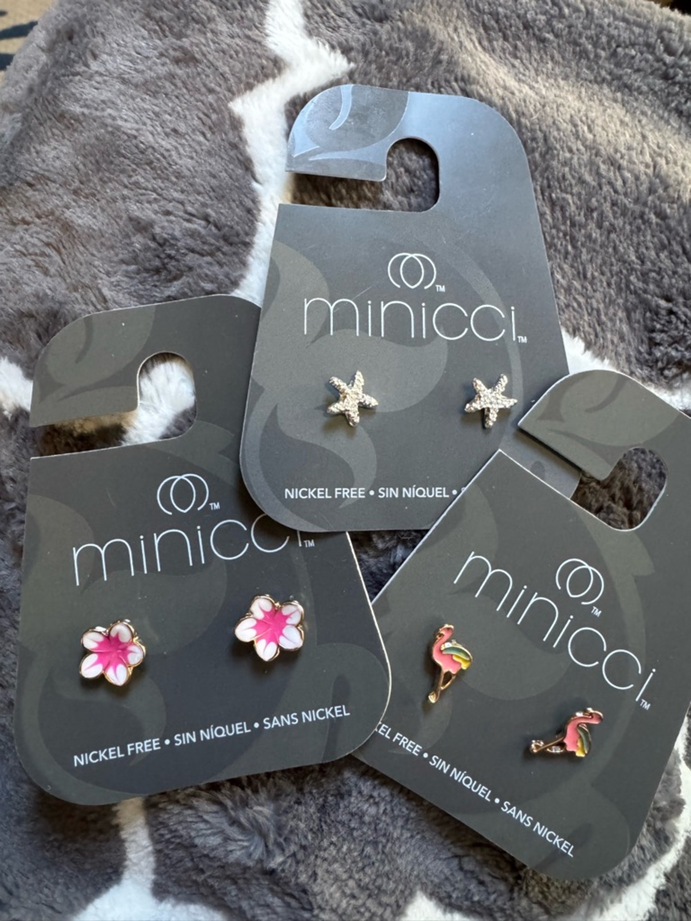Minicci Tropical Themed Stud Earrings Three New on Card